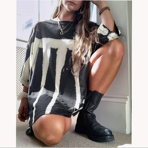 Weekday Huge T-shirt Dress Tie Dye Black Oversize fit, XS